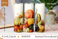 Watercolor Pumpkins Sublimation PNG, Pumpkins Tumbler Design Product Image 1