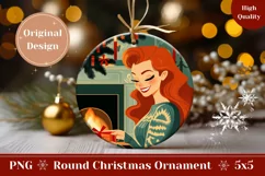 Cartoon Christmas Ornament PNG, Christmas Fireplace Ornament Product Image 1