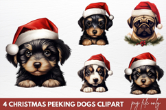 Christmas Peeking Dogs Clipart PNG Product Image 1