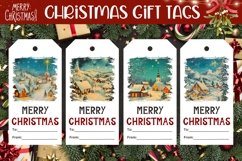 Christmas Village Gift Tag, Watercolor Christmas Product Tag Product Image 1