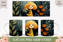 Poodle Mug Design, Poodle Dog Mug, Floral Mug Wrap Product Image 1