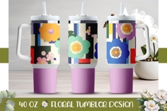 Pink Tumbler Wrap, Pop Art Flowers 40 Oz Tumbler Design Product Image 1