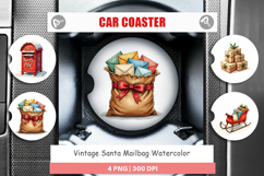 Vintage Santa&#039;s Mailbag Car Coaster Product Image 1