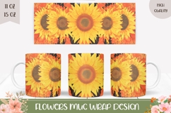 Sunflowers Mug Wrap Design, Vintage Mug Template Product Image 1
