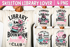 Library Lover Skeleton PNG, Bookworm Humor Reading Club Product Image 1