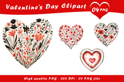 Floral Valentine Heart Clipart PNG Product Image 1