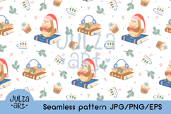 Winter Books Seamless Pattern, Christmas Bookish Background Product Image 1