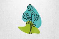 Abstract Blue Green Floral Line Art Embroidery Design Product Image 1