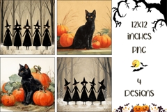 Vintage Halloween Backgrounds, Halloween Witches PNG Product Image 1
