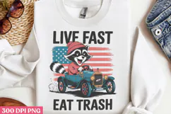Live fast, eat trash PNG, Funny Raccoon Quotes Sublimatio Product Image 2