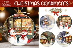 Watercolor Christmas Ornaments, Watercolor Snowman Ornament Product Image 1