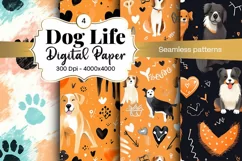Dog Paw Digital Paper Seamless Scrapbook Paper Product Image 1