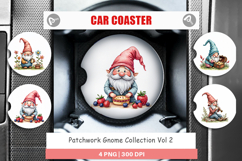 Patchwork Gnome Collection Car Coaster Product Image 1