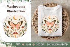 Celestial Butterfly Illustration PNG, Moon Illustration Product Image 1