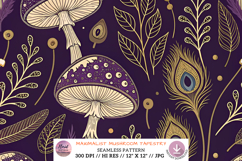 Maximalist Mushroom Tapestry Regal Pattern, Seamless Pattern Product Image 1