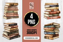 Antique Book Stack Clipart Sublimation PNG Product Image 1