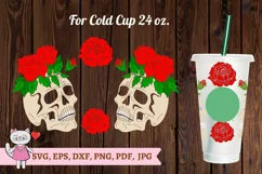 Skull of rose svg, Full Wrap Venti Cold Cup 24 oz Product Image 1