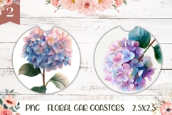 Pastel Flowers Car Coasters, Hydrangea Coaster Print Product Image 1