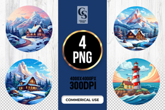 Mountain Cottage Clipart Sublimation PNG Product Image 1
