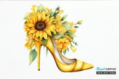 Sunflower High Heel Watercolor PNG Clipart Product Image 1