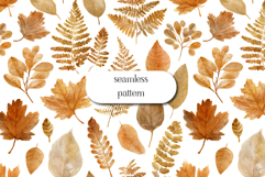 Watercolor Autumn Floral Seamless Pattern | Fall Design Product Image 1