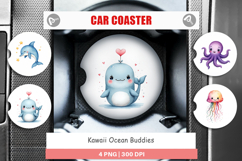 Kawaii Ocean Buddies Car Coaster Product Image 1