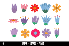 Set of blossom flower heads. Daisy, sunflower, wildflower Product Image 1