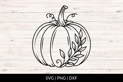Hand Drawn Pumpkin SVG With Leaf Branch Product Image 1