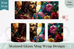 Stained Glass Jesus Mug PNG, Christian Sublimation Design Product Image 1