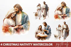 Christmas Nativity Watercolor Clipart PNG Product Image 1