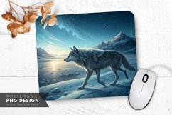 Moonlit Wolf on a Frozen Tundra Mouse Pad PNG Design Product Image 1
