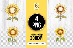 Cute Sunflower Smile Clipart Sublimation PNG Product Image 1