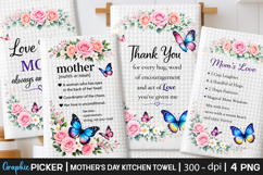 Butterfly Mom Kitchen Towel PNG, Mothers Day Sublimation Product Image 1