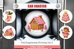 Pink Gingerbread Christmas Car Coaster Product Image 1