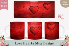 Red Love Mug Design, Red Love Hearts Mug Template Product Image 1