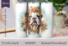 Boxer Dog Tumbler Wrap Design, Dog Sublimation Design PNG Product Image 1