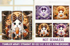 Spooky Halloween Ghost 20 OZ Skinny Tumbler Wrap Png. Product Image 1