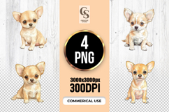 Cute Chihuahua Puppy Watercolor Clipart Sublimation PNG Product Image 1