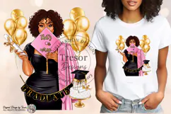 Curly Hair Graduation PNG That’s a Wrap Pink Stole Design Product Image 2