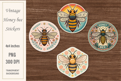 Vintage Honey Bee Stickers | Watercolor PNG | Print&amp;Cut Product Image 1