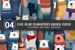 Winter Animal Pattern Digital Paper Product Image 1