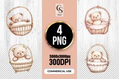 Teddy Bear Basket Clipart Sublimation PNG Product Image 1