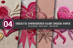 Coquette Embroidered Heart Digital Paper Product Image 1