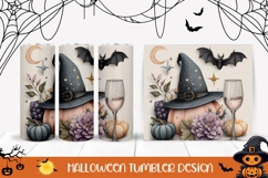 Floral Halloween Hat Tumbler, Floral Pumpkins Tumbler Wrap Product Image 1