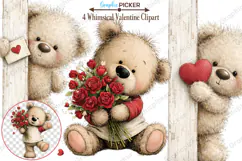 Whimsical Valentine Clipart, Valentine's Day PNG, Valentine Product Image 1