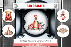 Vintage Valentine Ephemera Car Coaster Product Image 1