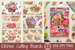 Watercolor Roses Baskets Cutting Boards sublimation Designs Product Image 1