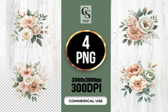 Watercolor Neutral Floral Clipart Sublimation PNG Product Image 1