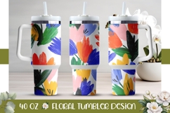 Abstract Tulips Tumbler Wrap, Flowers 40 Oz Tumbler Design Product Image 1
