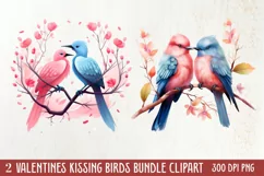 Breeds of Valentine Kissing Birds, Valentine's Day Clipart Product Image 1